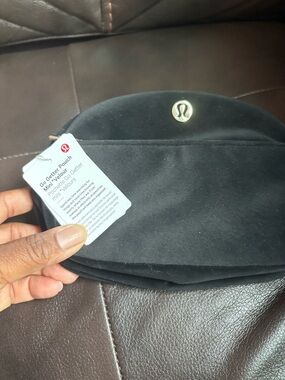 lululemon Black Velvet Go Getter Mini Pouch with Gold Zipper Accent: velour